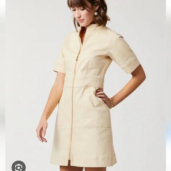 Spartina 449 | Dresses | Nwot Spartina 449 Nevie Denim Jean Dress Cream  Yellow Size L | Poshmark